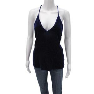 Cami Womens Camisole Blue Velvet V Neck Solid Pullover Sleeveless Size S